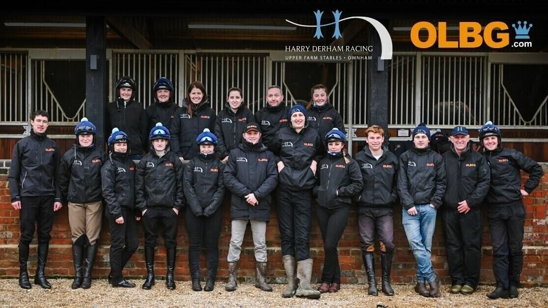 The team at Harry Derham's Racing yard in newbury