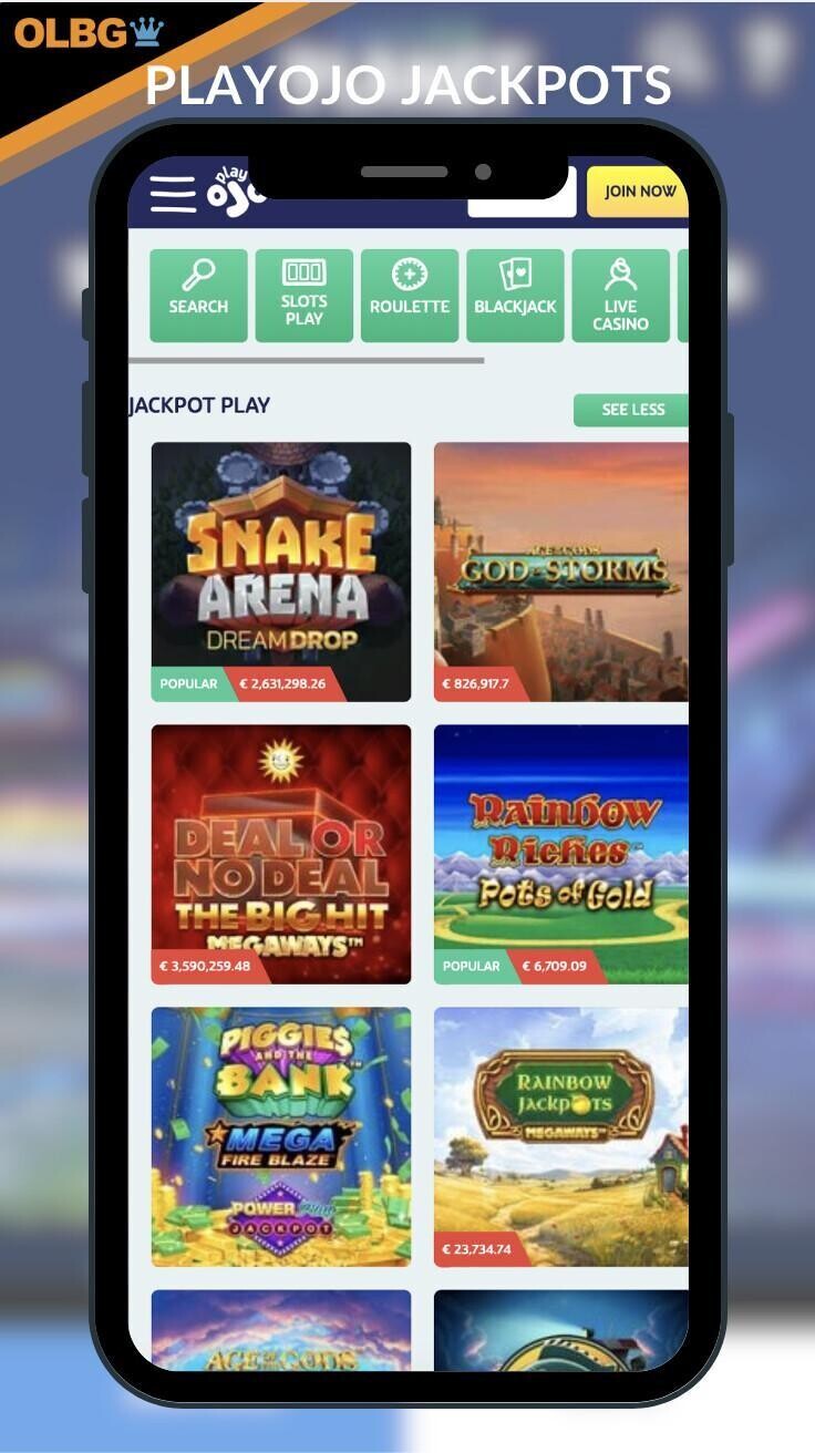 PlayOJO progressive jackpots