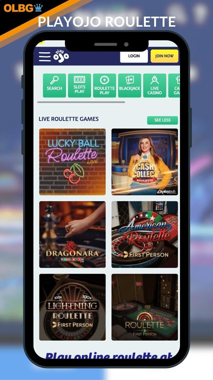 The roulette section at PlayOJO