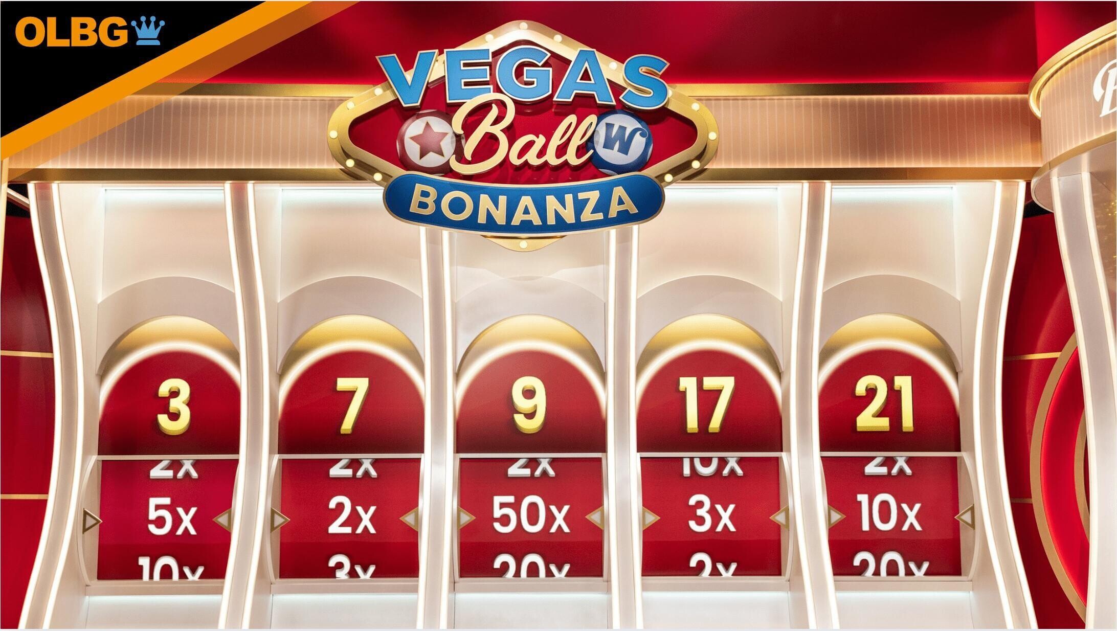 An OLBG-branded screenshot of Vegas Ball Bonanza