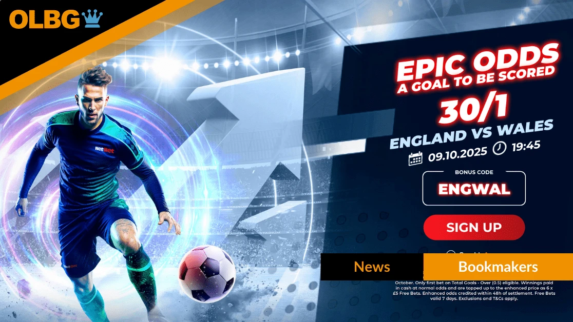 NetBet Offers: 30/1 on a Goal in England v Wales + Up to 50% Acca Boost